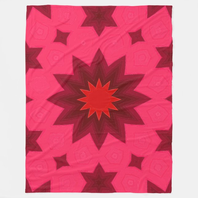 Lebhafte rosa Sternexplosion Kaleidoskop Fleecedecke (Vorderseite)