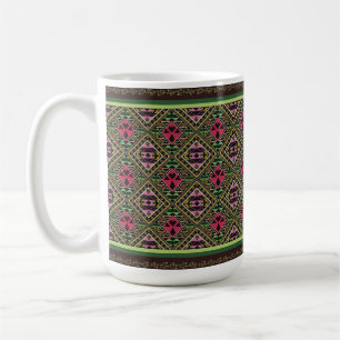 Lebhafte rosa und grüne Abstrakte Stoffe Kunst Kaffeetasse