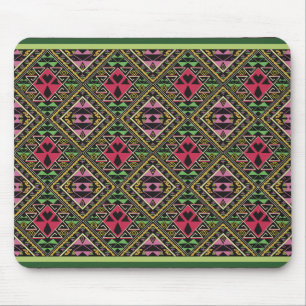 Lebhafte rosa und grüne Abstrakte Stoffe Kunst Mousepad