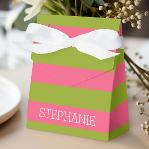 Lebhafte rosa und Limone Rugby Streifen mit Indivi Geschenkschachtel
