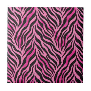 Lebhafte rosa und schwarze Zebra Print Fliese