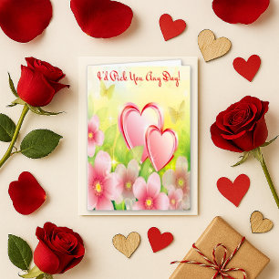 Lebhafte rosafarbene, florale Liebe des Schmetterl Feiertagskarte