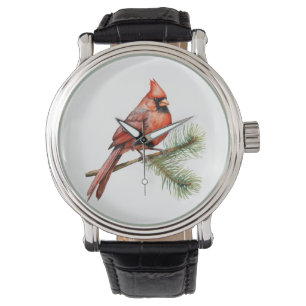 Lebhafte rote Berries mit üppig grünen Blätter Armbanduhr