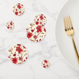 Lebhafte rote botanische Illustration Konfetti