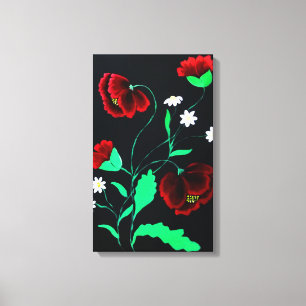 Lebhafte rote Poppione Leinwanddruck