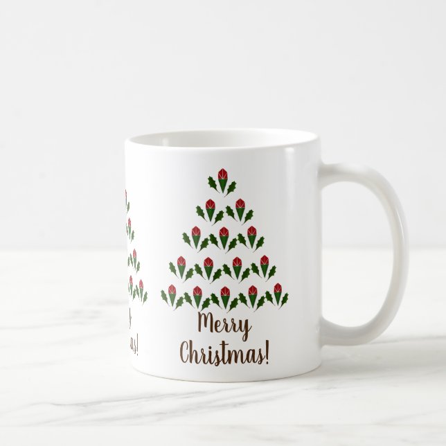 Lebhafte Rote Rosen, Weihnachtsbaumkunst, Wünsche Kaffeetasse (Rechts)