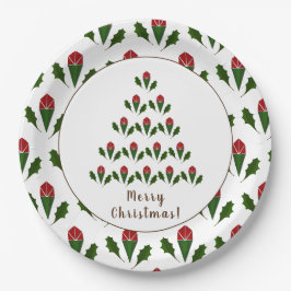 Lebhafte Rote Rosen, Weihnachtsbaumurlaub Pappteller