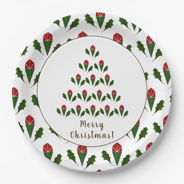 Lebhafte Rote Rosen, Weihnachtsbaumurlaub Pappteller (Vorderseite)