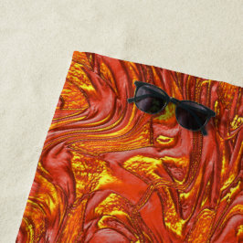 Lebhafte rote Textur in gelben Farbtönen Strandtuch