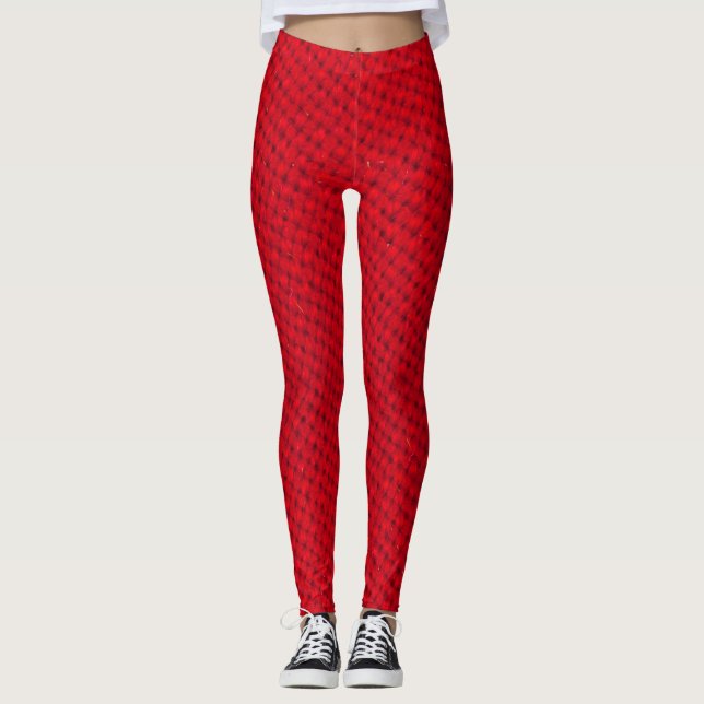 Lebhafte rote Textur Leggings (Vorderseite)