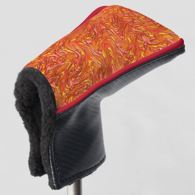 Lebhafte, rote Textur mit gelben Farbtönen Golf Headcover (3/4 Vorderseite)