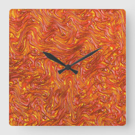 Lebhafte, rote Textur mit gelben Farbtönen Quadratische Wanduhr