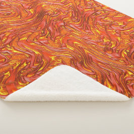 Lebhafte, rote Textur mit gelben Farbtönen Sherpadecke