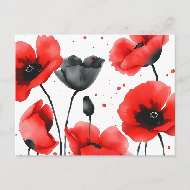 Lebhafte rote und schwarze Pflaumen in Wasserfarbe Postkarte (Vorderseite)