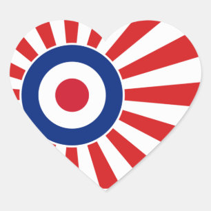 Lebhafte Roundel-Mod JAPAN-Zielmotorrad Herz-Aufkleber