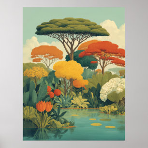 Lebhafte Safari-Jungle-Szene Poster