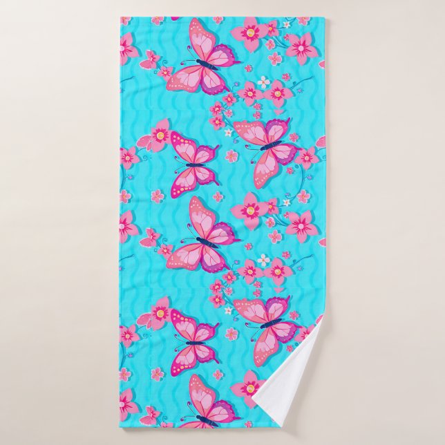 Lebhafte Schmetterlinge und Blume Badehandtuch (Badehandtuch)