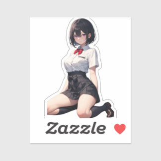 Lebhafte Schoolgirl Anime Art Scene Aufkleber
