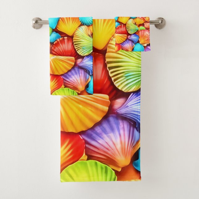 Lebhafte Seashell Symphony Art Badhandtuch Set (Insitu)