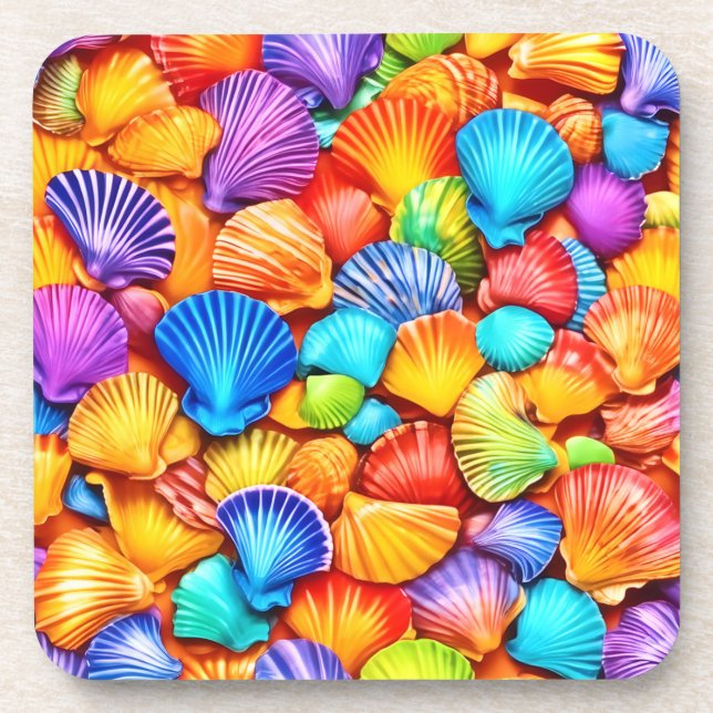 Lebhafte Seashell Symphony Art Getränkeuntersetzer (Vorderseite)