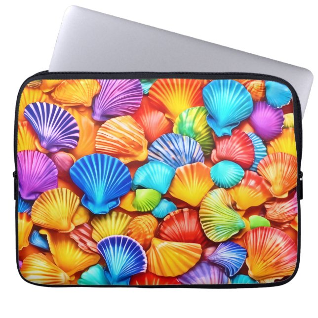 Lebhafte Seashell Symphony Art Laptopschutzhülle (Vorderseite)