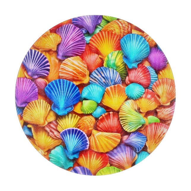 Lebhafte Seashell Symphony Art Schneidebrett (Vorderseite)