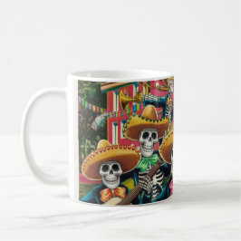 Lebhafte Skeleton Mariachi Band Día de Los muertos Kaffeetasse