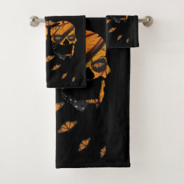 Lebhafte Skulls Monarch Butterfly Kunst Badhandtuch Set