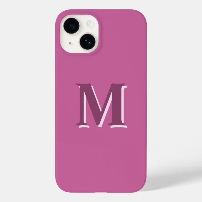 lebhafte, solide rosa Monogramm Case-Mate iPhone 14 Hülle (Rückseite)