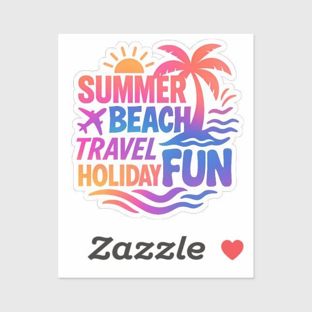 Lebhafte Sommertypografie-Collage mit grafischem F Aufkleber (Blatt)