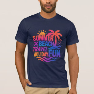 Lebhafte Sommertypografie-Collage mit grafischem F T-Shirt