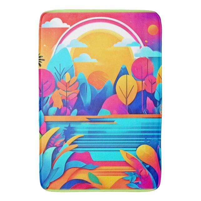 Lebhafte Sonnenaufgangslandschaft Badematte (Vorderseite Vertikal)