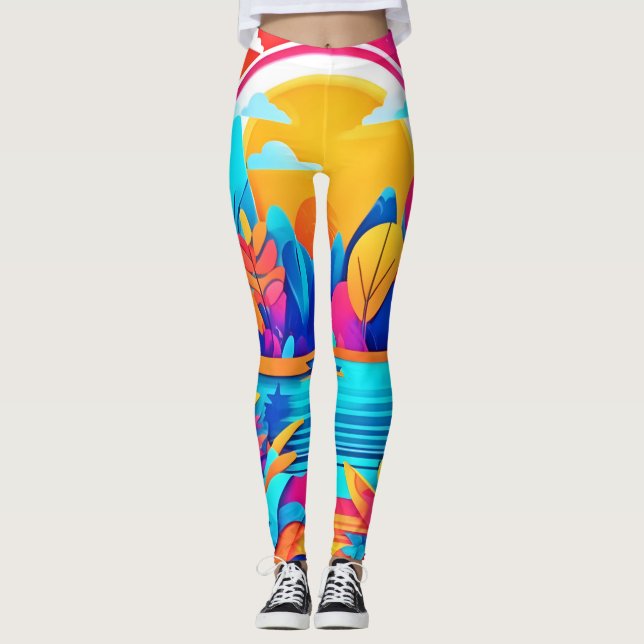 Lebhafte Sonnenaufgangslandschaft Leggings (Vorderseite)