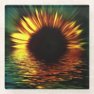 Lebhafte Sonnenblume Glasuntersetzer