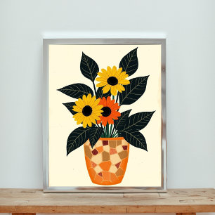 Lebhafte Sonnenblumen & Daisy-Mosaikmeister Poster