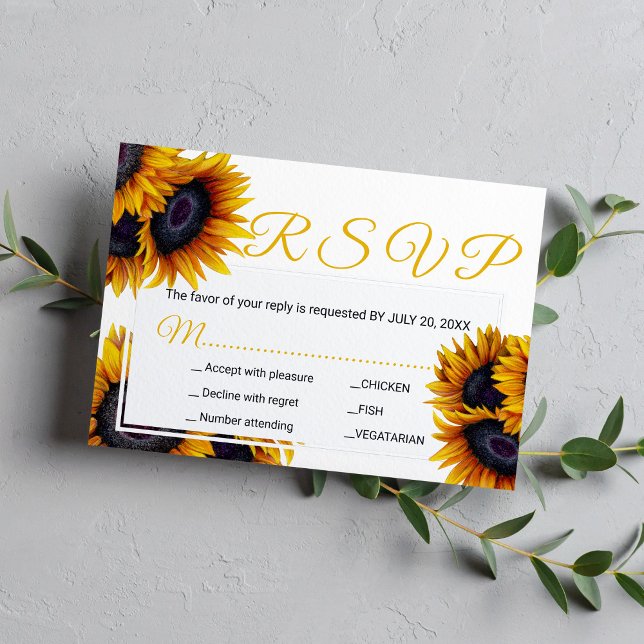 Lebhafte Sonnenblumen | Sommerhochzeiten RSVP Karte (Von Creator hochgeladen)