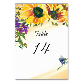 Lebhafte Sonnenblumen-Wildblumen Blumenzehen Tischnummer