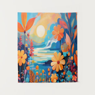 Lebhafte Sonnenuntergänge, florale Landschaft Kuns Wandteppich