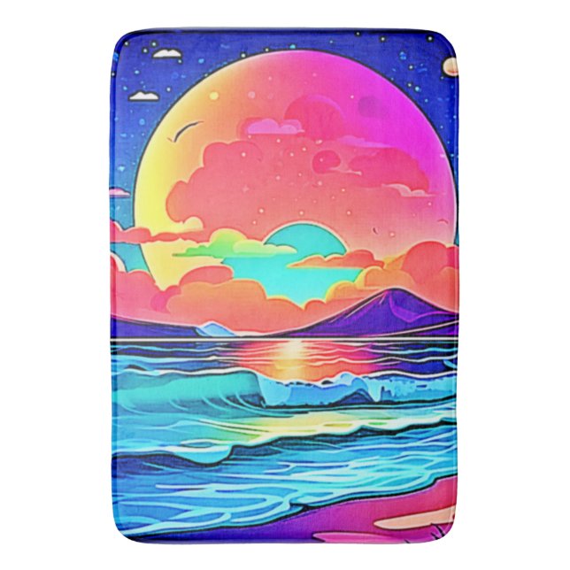 Lebhafte Sonnenuntergangslandschaft Badematte (Vorderseite Vertikal)