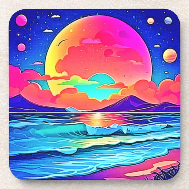 Lebhafte Sonnenuntergangslandschaft Getränkeuntersetzer (Vorderseite)