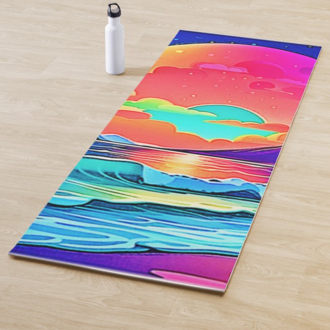 Lebhafte Sonnenuntergangslandschaft Yogamatte (Beispiel)