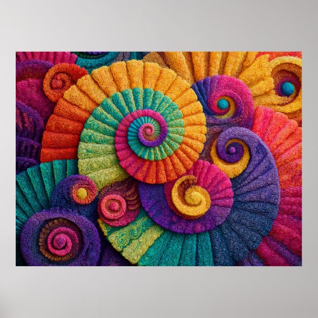 Lebhafte Spiral-Abstrakte Muster Poster (Vorne)