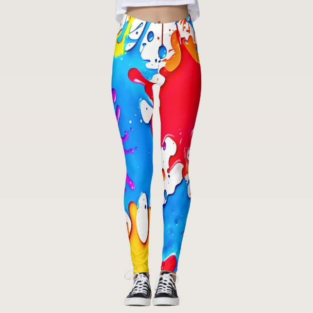 Lebhafte Splash der Neonfarben Leggings (Vorderseite)
