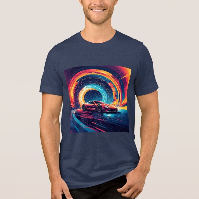 Lebhafte Sportwagen in einer dynamischen Abstrakte Tri-Blend Shirt (Vorderseite)