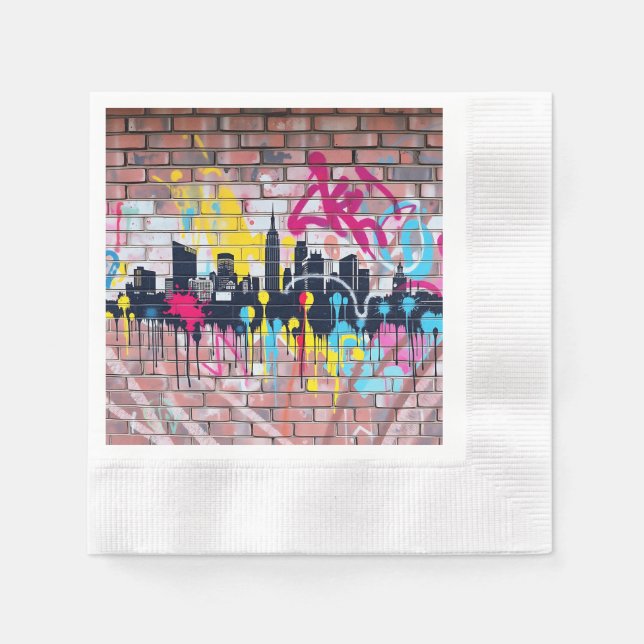 Lebhafte, sprühfarbene Stadtlinie Serviette (Vorderseite)