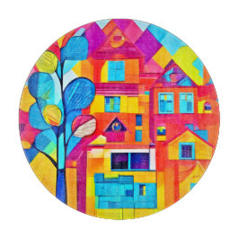 Lebhafte Stadtlandschaft Dreamscape Kunst Schneidebrett