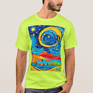 Lebhafte Starry Night Style Art T-Shirt