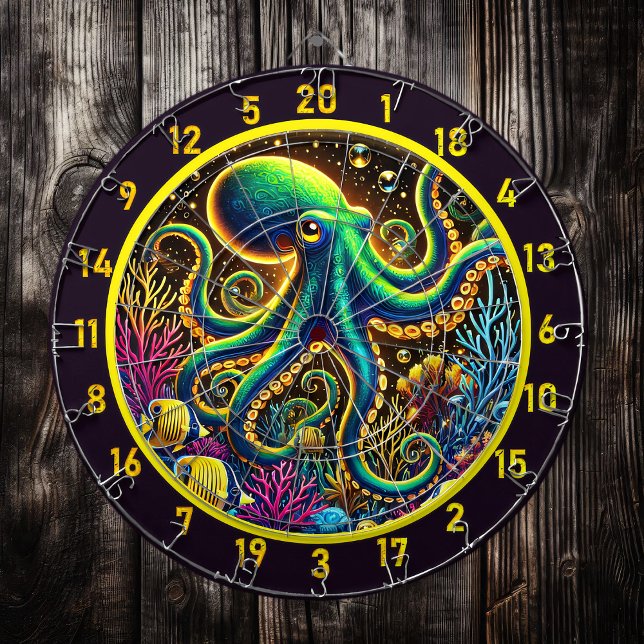 Lebhafte Tentakel Octopus Dartboard Dartscheibe (Von Creator hochgeladen)