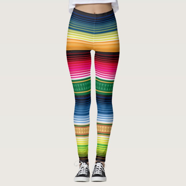 Lebhafte traditionelle mexikanische Blanket-Leggin Leggings (Vorderseite)