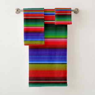 Lebhafte traditionelle mexikanische Serape Blanket Badhandtuch Set